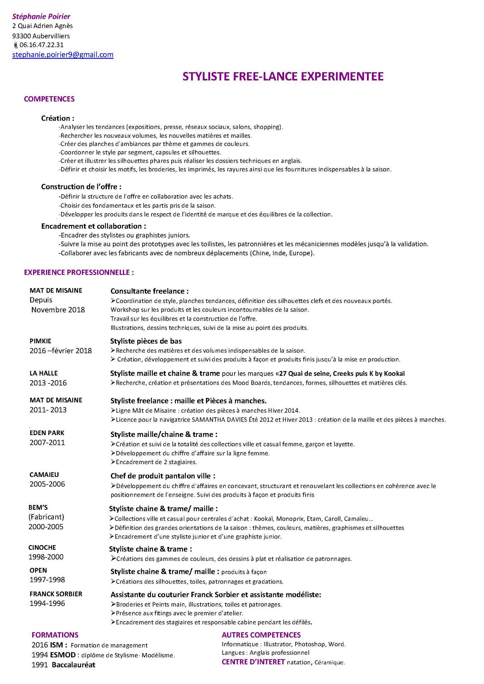  CV Stéphanie Poirier 2021
